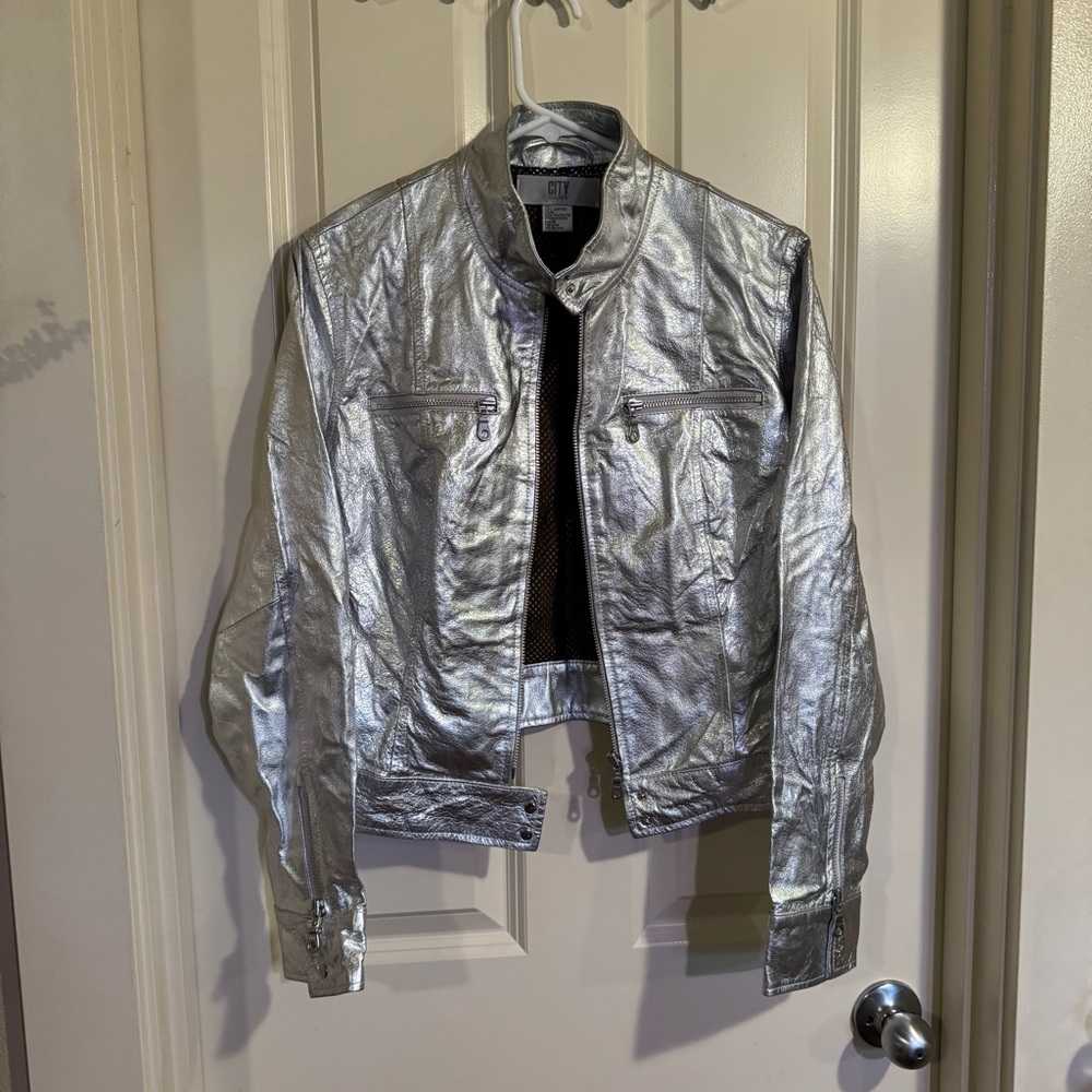 DKNYC Silver Leather Jacket